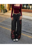 Butterfly Streetwear Baggy Black Jean's Pantolon - Siyah