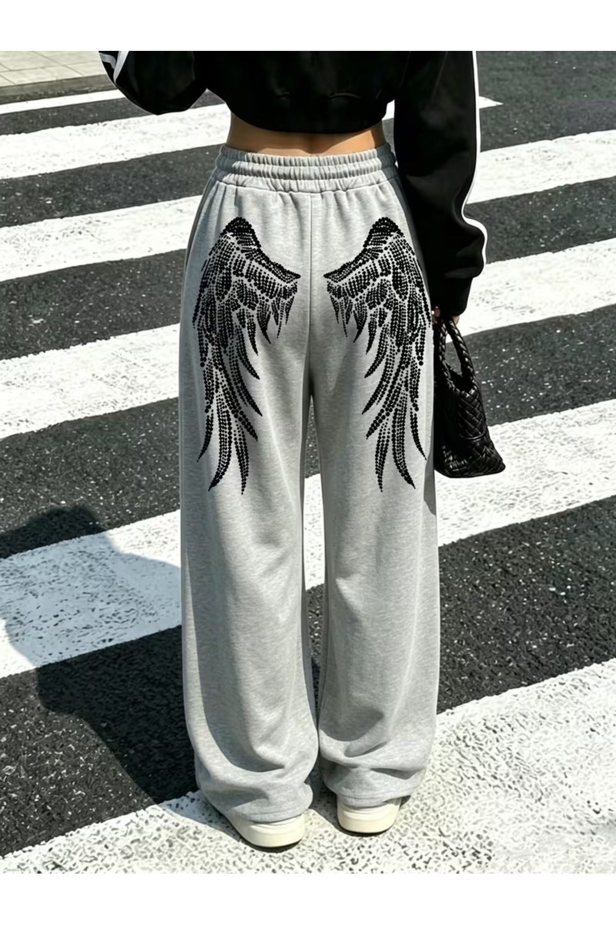 Angel Wings Baskılı Oversize Baggy Unisex Eşofman Altı