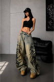 Gothic Print Baskılı Harajuku Y2K Baggy Jean Pantolon