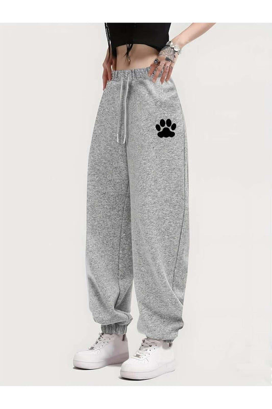 Pati Baskılı Unisex Gri Eşofman Altı