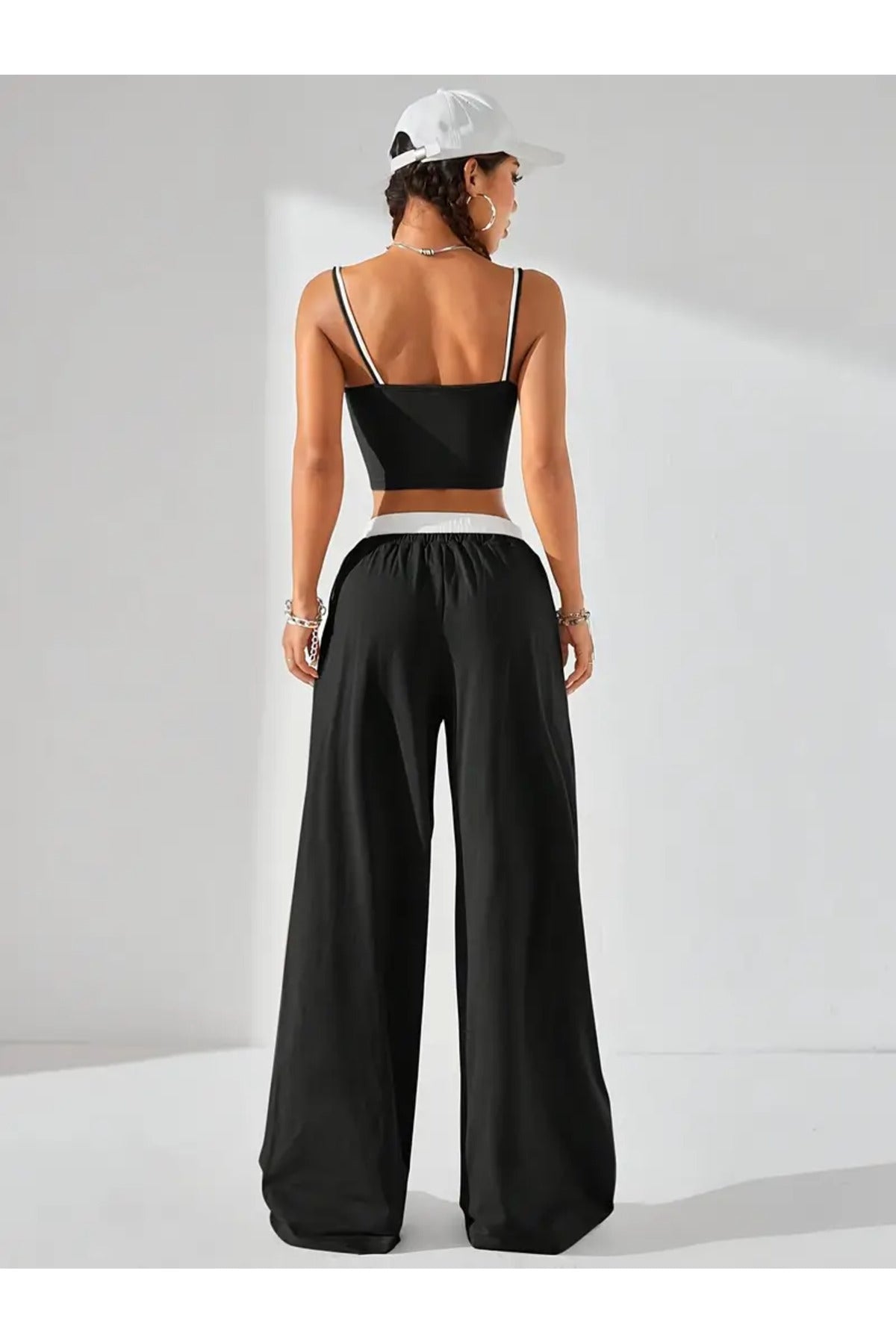 Basic Oversize Bel İp Detaylı Baggy Eşofman Altı