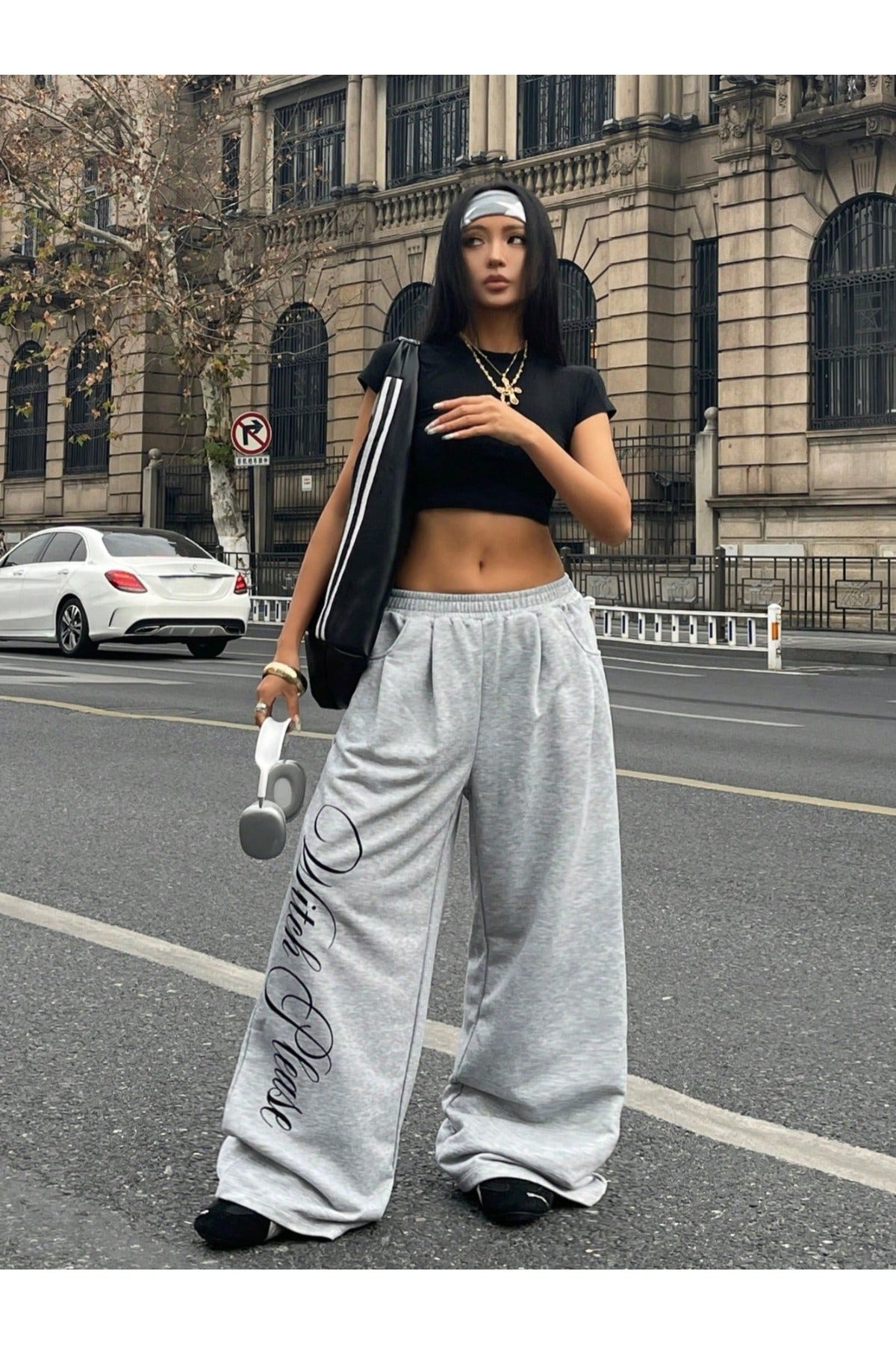 Witch Please Baskılı Oversize Baggy Eşofman Altı