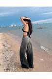Streetwear Gri Parçalı Baggy Jean Pantolon