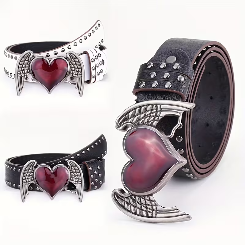 Gothic Heart Punk Tokalı Kemer