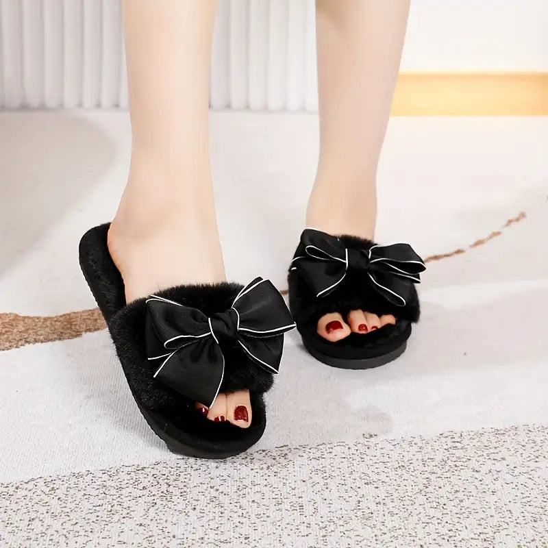 Y2K Ribbon Peluş Terlik