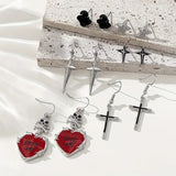 6 Çift Gothic Red Küpe Seti