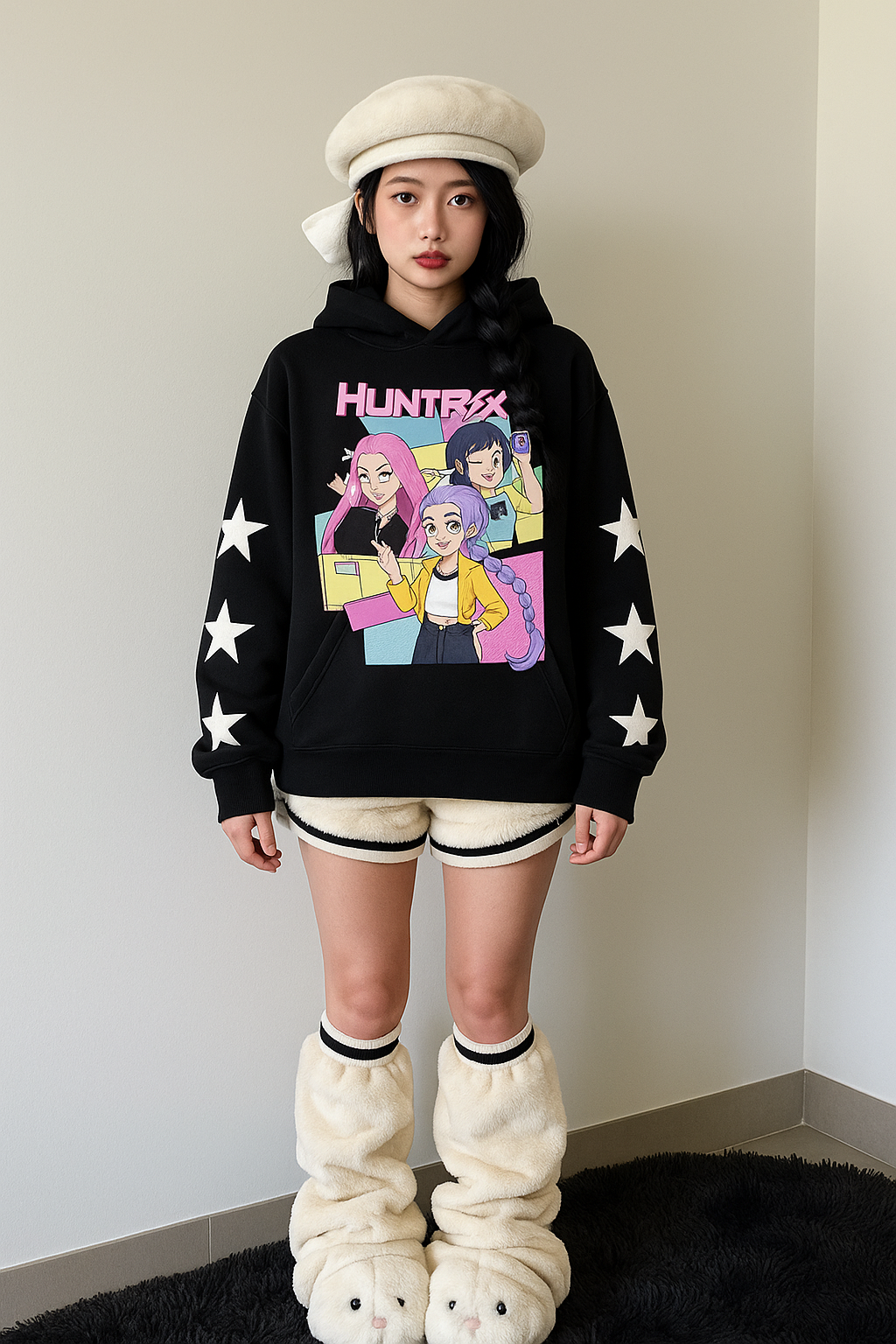 KPop Demon Hunters Detail Baskılı Kapşonlu Sweatshirt