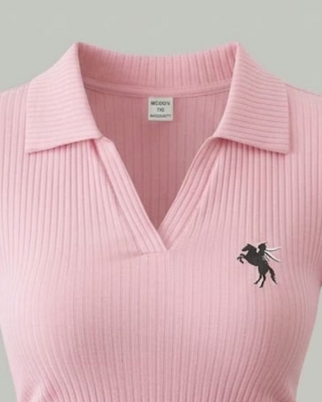Pembe Polo Yaka Fitilli Likralı Premium Zıbın