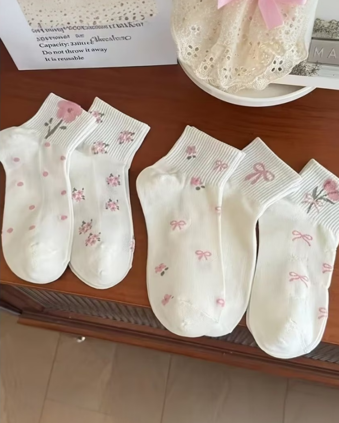 Cute Pinterest Desenli Çorap (5 Çift)
