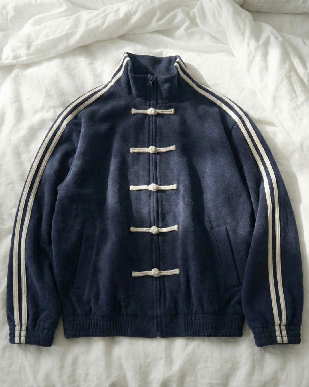 Çift Çizgili Lacivert Oversize Unisex Ceket