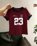 23 Number Baskılı Crop Bluz