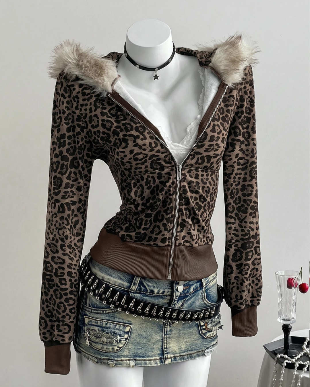 Urban Edge 3 İplik Dijital Baskılı Kürklü Fermuarlı Sweatshirt