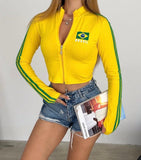 Uzun Kol Brazil Fermuarlı Bluz Body