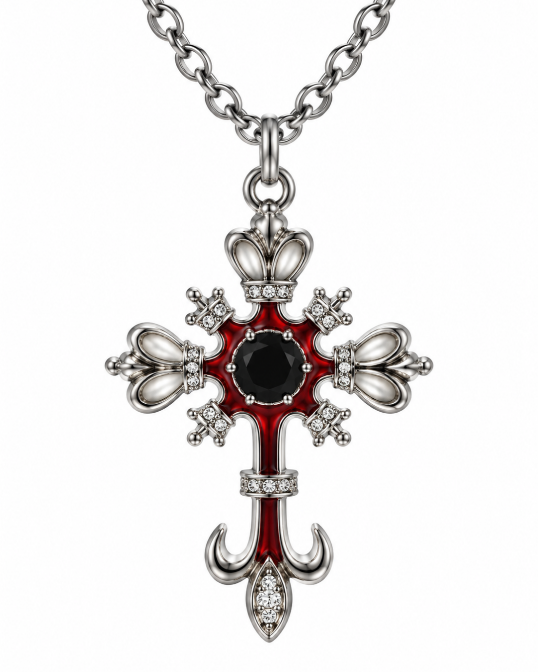 Vampire Romance Red Gem Cross Kolye