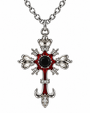 Vampire Romance Red Gem Cross Kolye