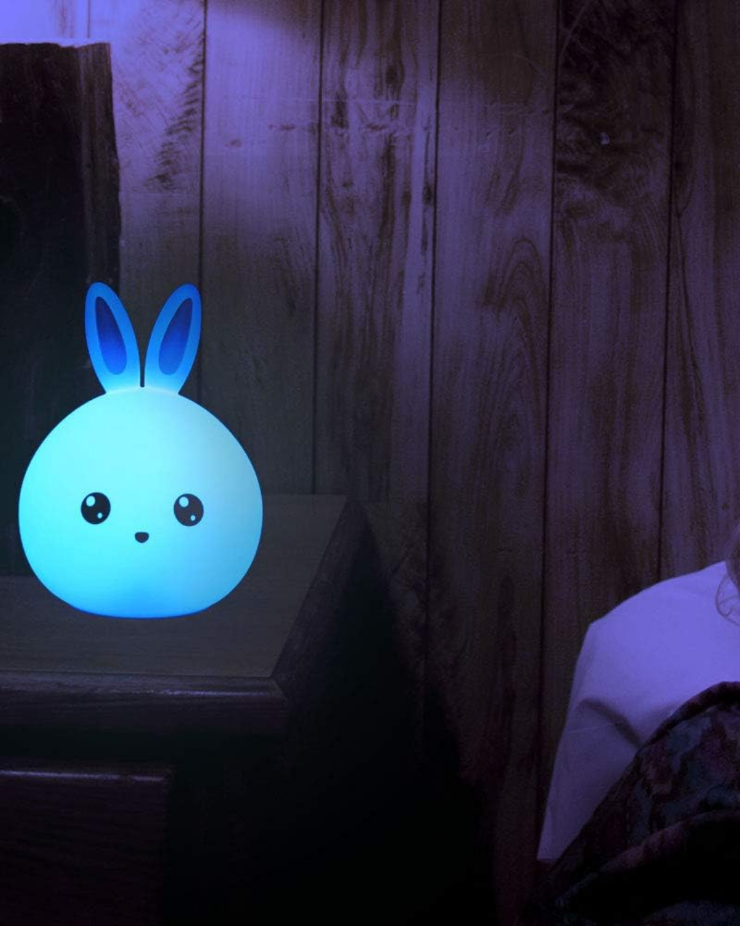 Slikon Renkli Şarj Edilebilir Tavşan Dokunmatik Gece Lambası