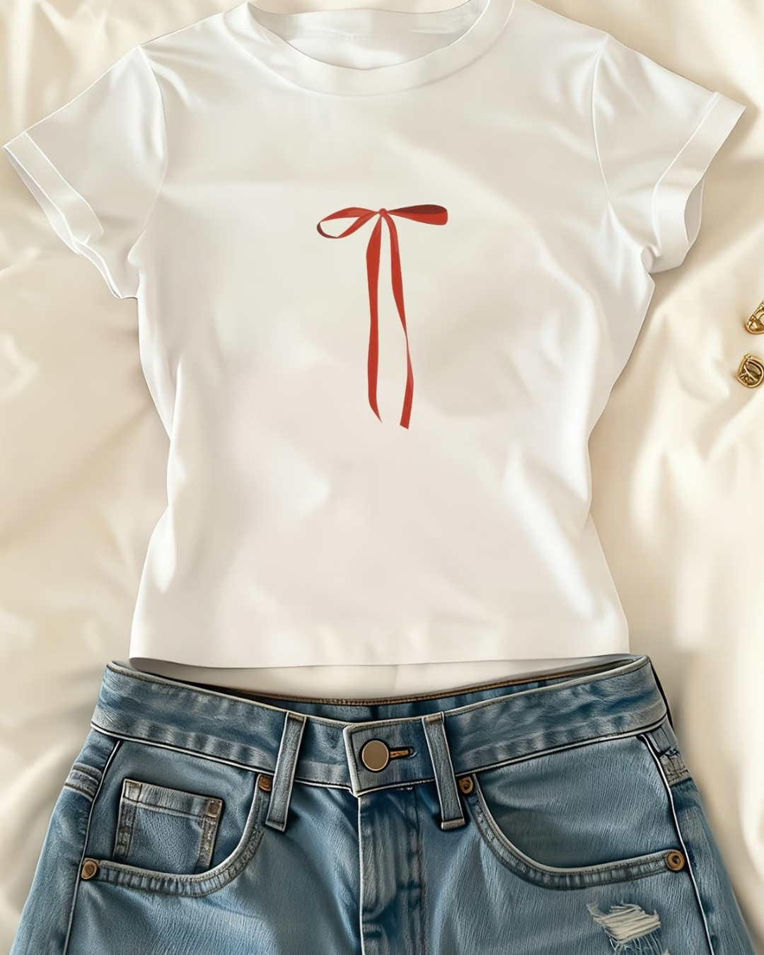 Kemer Boy Cute Ribbon Crop Bluz