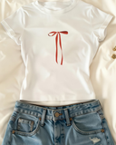 Kemer Boy Cute Ribbon Crop Bluz