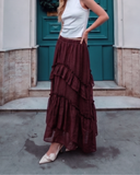 Retro Bohem Harmy Fırfırlı Astarlı Etek