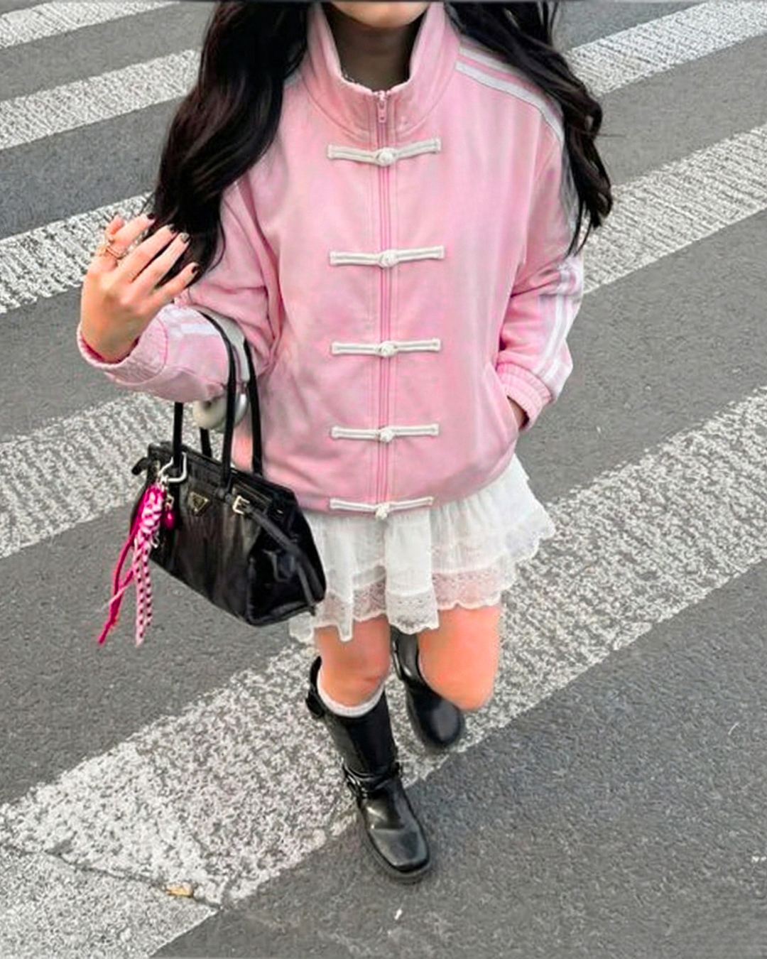 Çift Çizgili Pembe Oversize Unisex Ceket