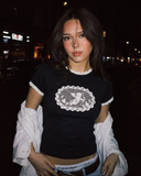 Angel Lace Baby Siyah Bluz Crop