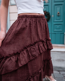 Retro Bohem Harmy Fırfırlı Astarlı Etek