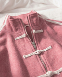 Çift Çizgili Pembe Oversize Unisex Ceket