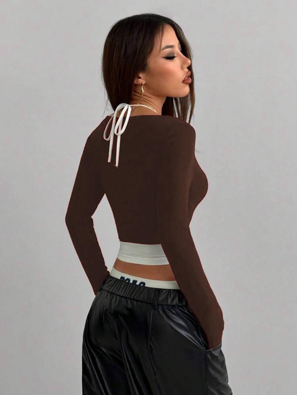 Y2K SnapFit Body Çıtçıt Detaylı Uzun Kollu Full Crop