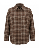 Kahverengi Oversize Ekose Desenli Oversize Gömlek