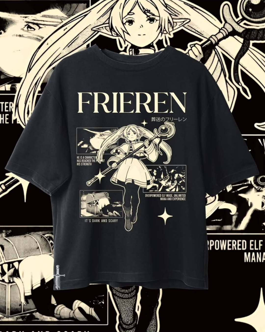 Anime Manga Serries Frieren Baskılı Unisex Oversize T-Shirt