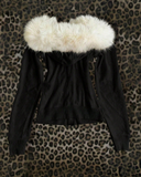 Gothic Luxury Fur Hooded Zip-Up Hoodie