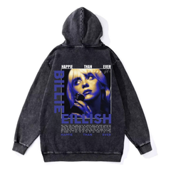 Yıkamalı Billie Eilish Vintage Kapüşonlu Sweatshirt