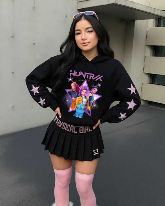 KPop Demon Hunters Detail Baskılı Kapşonlu Sweatshirt