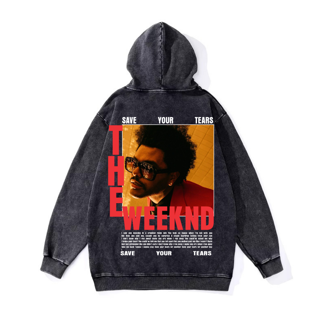 Yıkamalı The Weeknd Vintage Kapüşonlu Sweatshirt