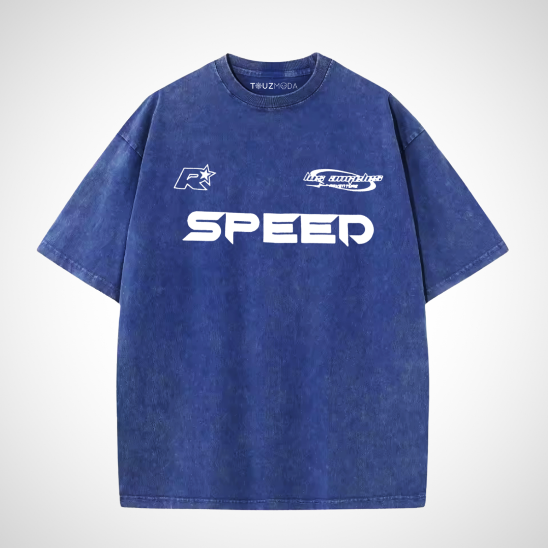 Yıkamalı Speed Oversize Vintage T-shirt