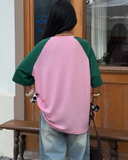 Retro Streetwear Club Pembe Yeşil Oversize T-Shirt