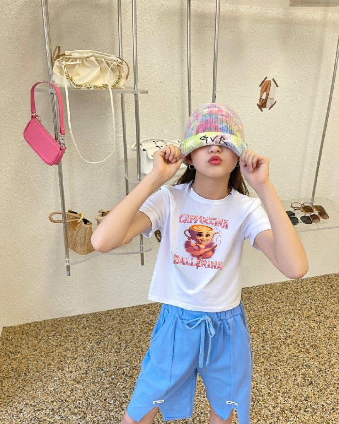 Tung Tung Tung Sahur Baskılı Kids Beyaz Unisex Oversize T-Shirt