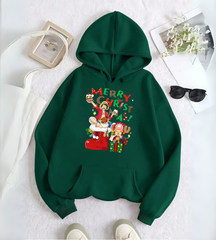 One Piece Merry Christmas Baskılı Kapşonlu Sweatshirt