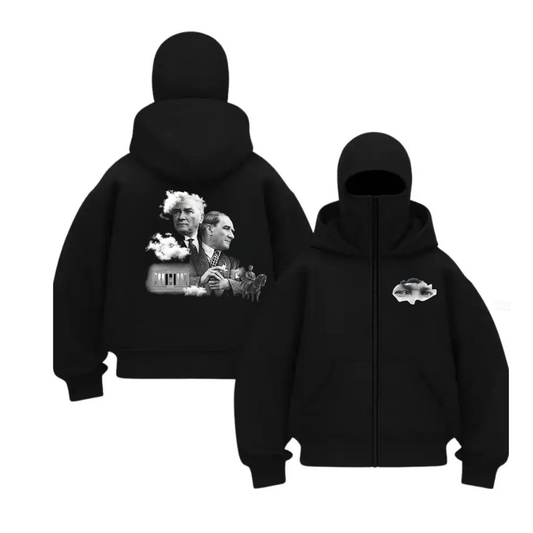 Balaclava Atatürk Baskılı Ninja Hoodie Sweatshirt