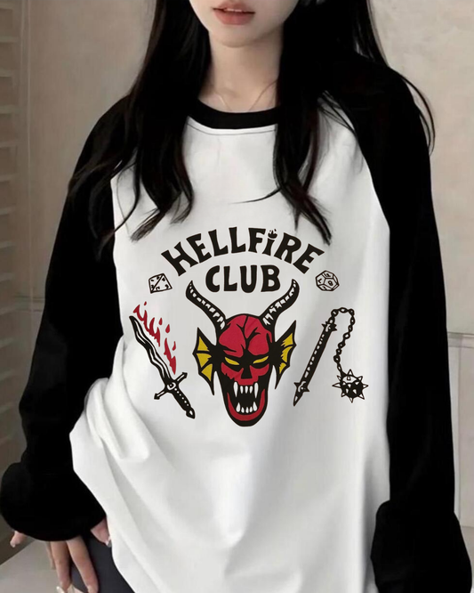 Stranger Things Hellfire Club Unisex Oversize Uzun Kol T-shirt
