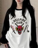 Stranger Things Hellfire Club Unisex Oversize Uzun Kol T-shirt