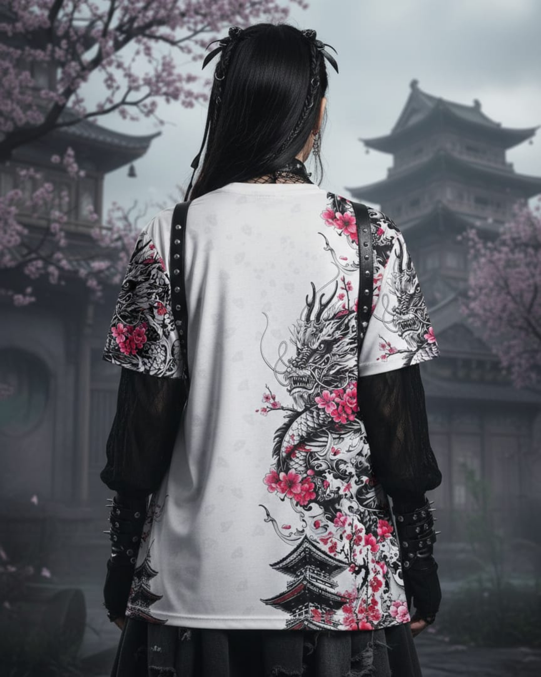 Japan Sakura Dragon Jersey T-shirt Forma