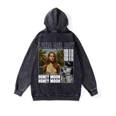 Yıkamalı Lana Del Rey Vintage Kapüşonlu Sweatshirt