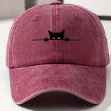 Yıkamalı Vintage Cute Cat Kids Baskılı Unisex Şapka