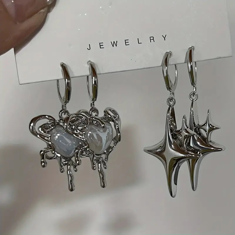 Y2K Star & Heart Design Küpe