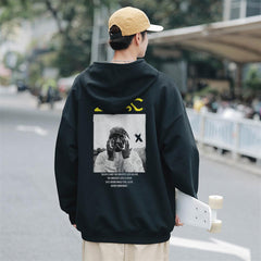 2Pac Baskılı Siyah Unisex Oversize Kapüşonlu Sweatshirt - touzmoda