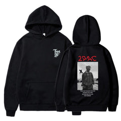 2Pac Shakur Baskılı Siyah Unisex Oversize Kapüşonlu Sweatshirt - touzmoda