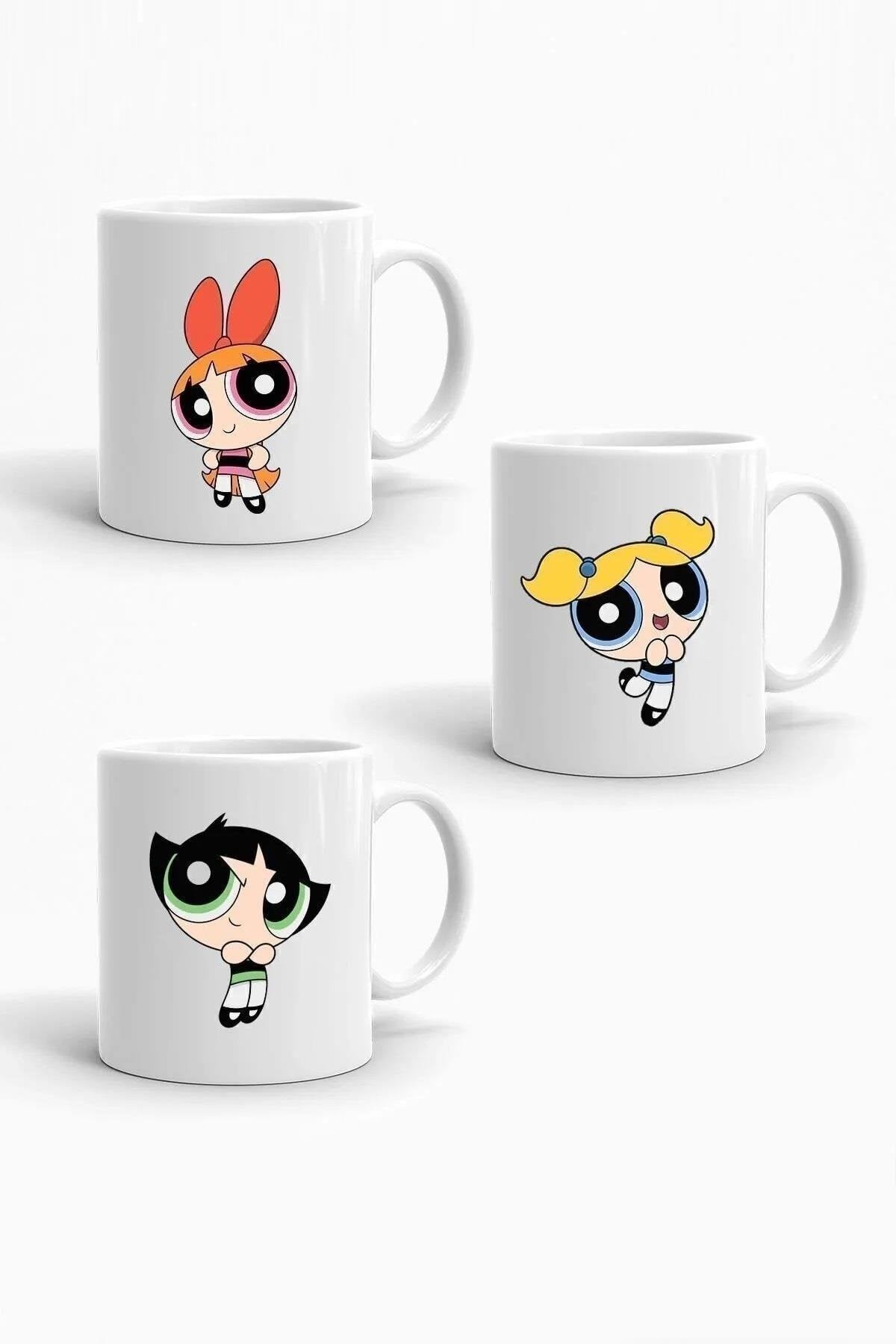 3 lü Powerpuff Girls Baskılı Kupa Bardak