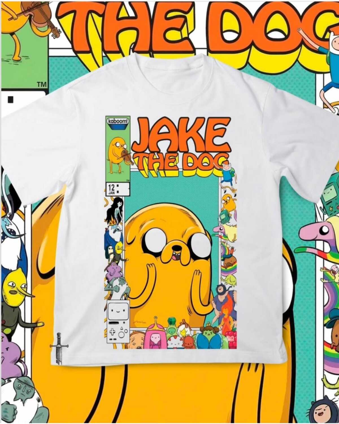 Jake Adventure Time Series Baskılı Unisex Oversize T-Shirt