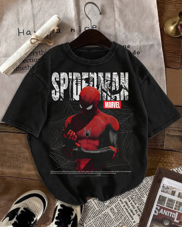 Spider Man Baskılı Unisex Oversize T-Shirt